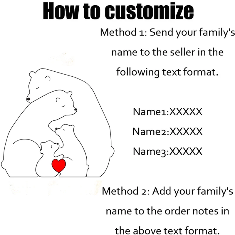 New Hug Bear Family Puzzle Free Engraving Animal Bear Sculpture Ornaments Personalized Custom Home Crafts Holiday Birthday Gift