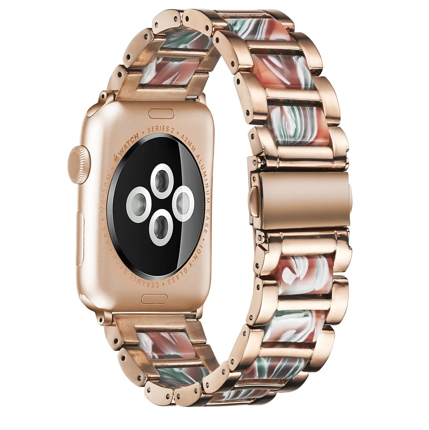 Resin+Metal Strap for Apple Watch Ultra 9 8 7 49mm 45mm 41mm Solid Resin Bracelet Wristband IWatch 6 5 4 SE 44mm 42mm 40mm 38mm