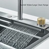 304 Stainless Steel Waterfall Kitchen Sink Large Single Slot Integrated 60X45cm Faucet Set Soap Dispenser Pure Water Tap 6