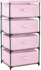 4-Tier Tall Closet Dresser with Drawers - Clothes Organizer and Small Fabric Storage for Bedroom (Pink) 1