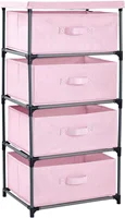 4-Tier Tall Closet Dresser with Drawers - Clothes Organizer and Small Fabric Storage for Bedroom (Pink) 1