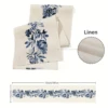 Boho Blue Flowers Linen Table Runners Dresser Scarf Table Decor Kitchen Dining Table Decor Farmhouse Holiday Wedding Party Decor 6