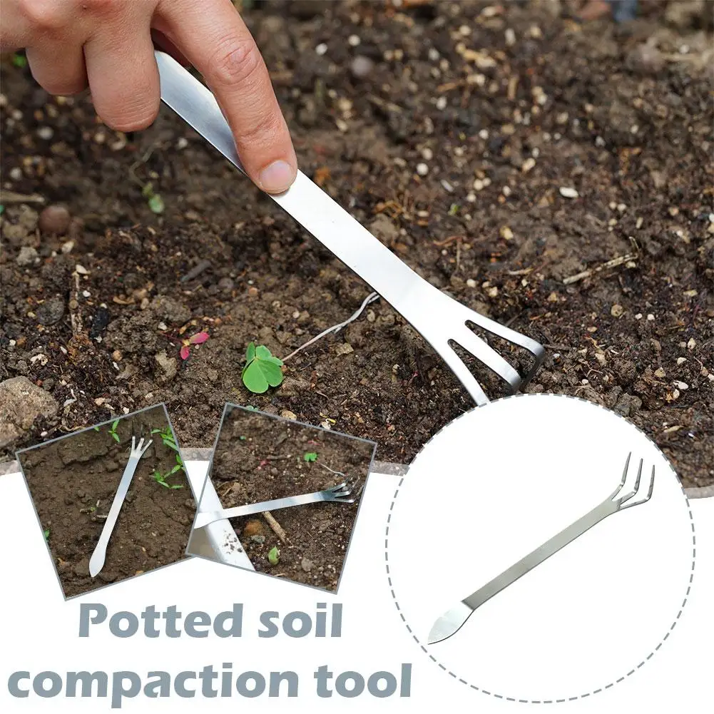 Steel Bonsai Tweezers Pick Buds Bonsai Rake Soil Change Knife Soil Pot Tool Loose Modeling Moss Rake Pot Pressure J3Q4