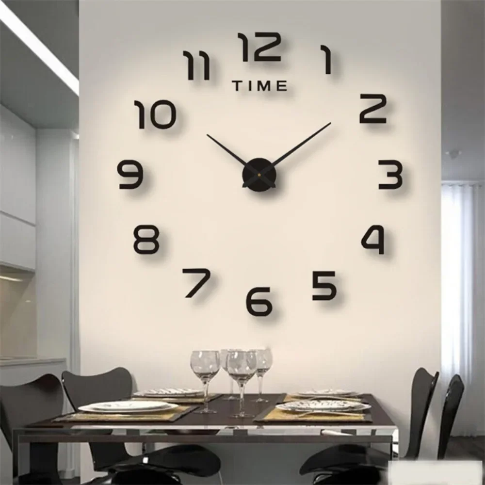 Wall Art Mirror Silent Three-dimensional Decoration Punch-free Restaurant Clock Creative Acrylic DIY Wall Clock Decor Clocks wall clock mirror clock face