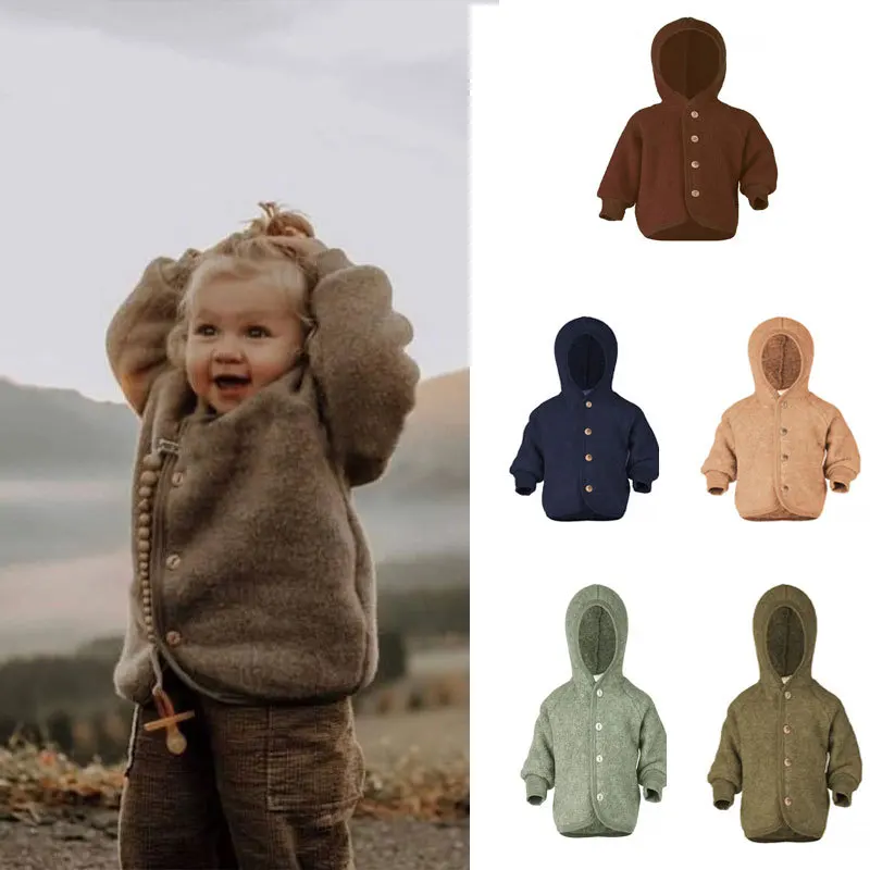NewWinterKidWoolCoatsNewbornLongsleevedTopToddlerWarmSolid