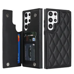 Luxury Flip Leather Phone Case with Card Holder Purse - Galaxy A55 (Black)