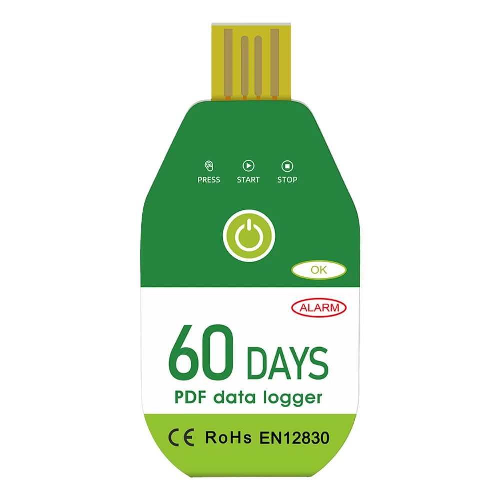 Mini USB Temperature Data Logger Disposable Thermometer Recorder 60/90/120 Days Temp Data Logger 18000 Point Capacity PDF Report