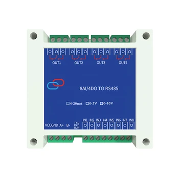 아날로그 변환 모듈, 디지털 RS485 변환 모듈, 4-20mA, 0-5V, 0-10V, RS485 모드버스 RTU 프로토콜, 2, 4, 8 채널
