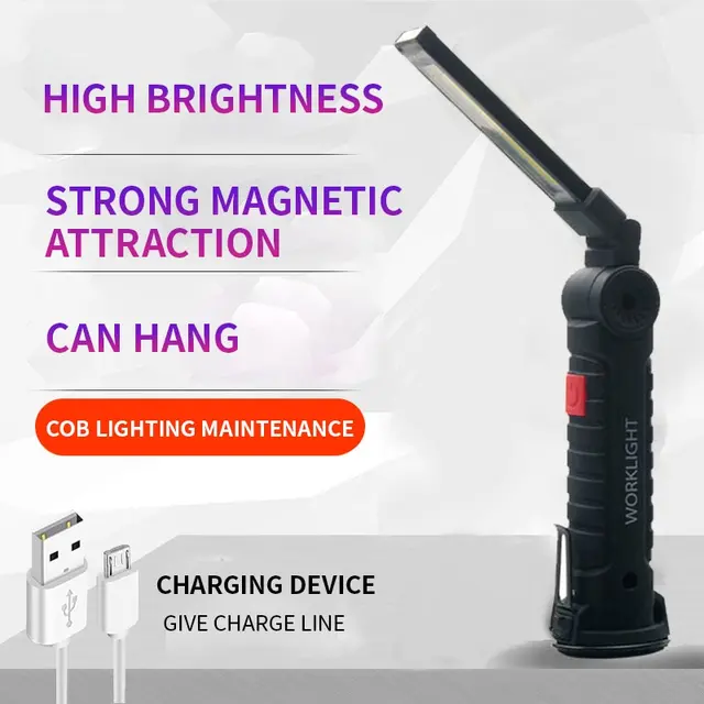 Multifunctional Charging Cob Work Light Led Inspection Light Folding Car Magnet Flashlight Maintenance Outdoor Tent Light 1