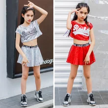 

Children's performance clothes Hip Hop Jazz Dance Latin dance set new 61 boys and girls baby Sequin performance clothes