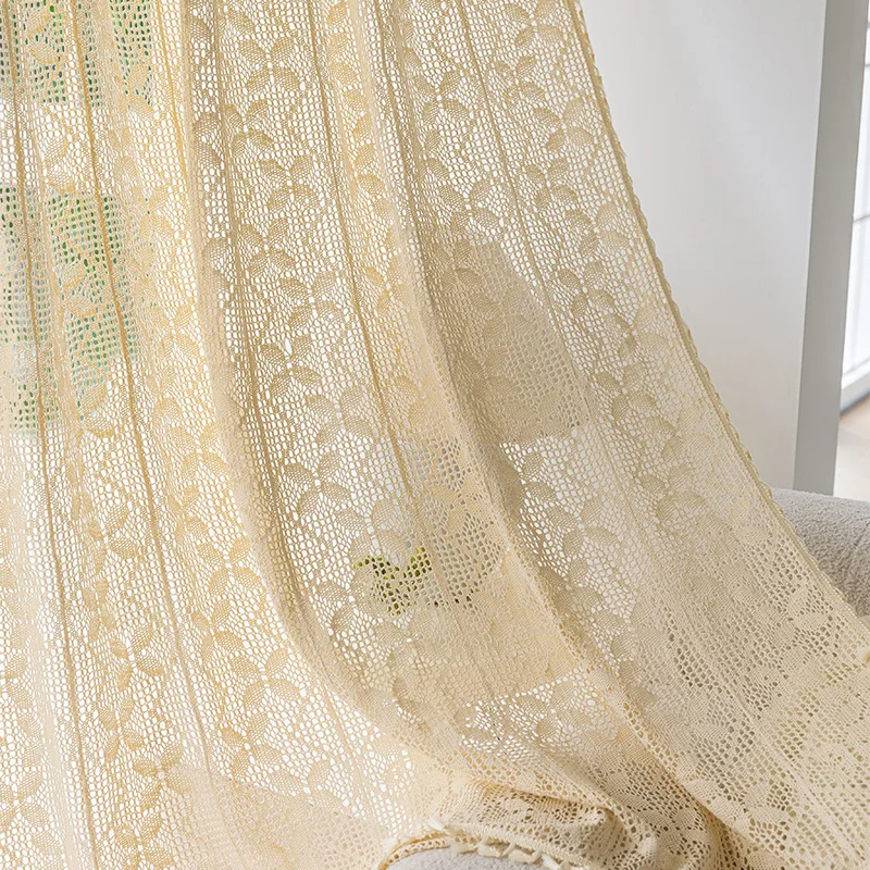 RIDEAU AU CROCHET FAIT MAIN ARTISANAT FRANCAIS SUR MESURE ROSINE ECRU 40x75cm EUR 88,00 - FR