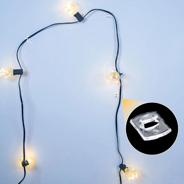 60pcs Multifunctional Invisible Storage For String Light Hanging Clip  Decorating Hook Reusable Wall Mount Adhesive Mini