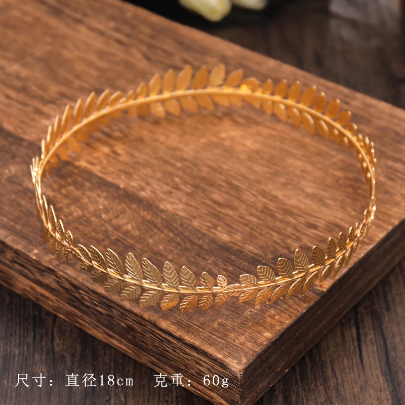 Round hair band baroque vintage golden olive leaves tiaras crown bridal wedding headdress hair accessories