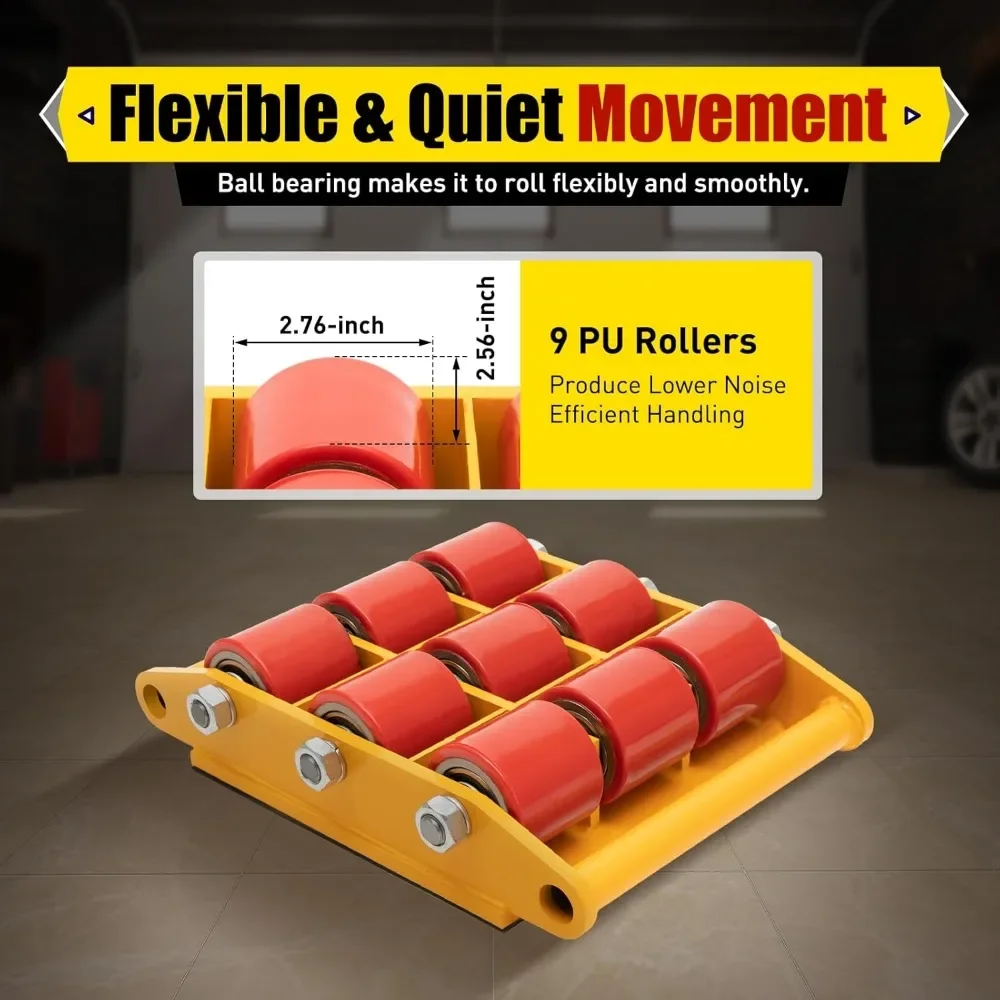 Industrial Machinery Mover 33.000lbs Heavy Duty Machine Dolly Skate, Machinery Moving Skate W | 9 Pu-Rollen und 360 ° Rotation 15T