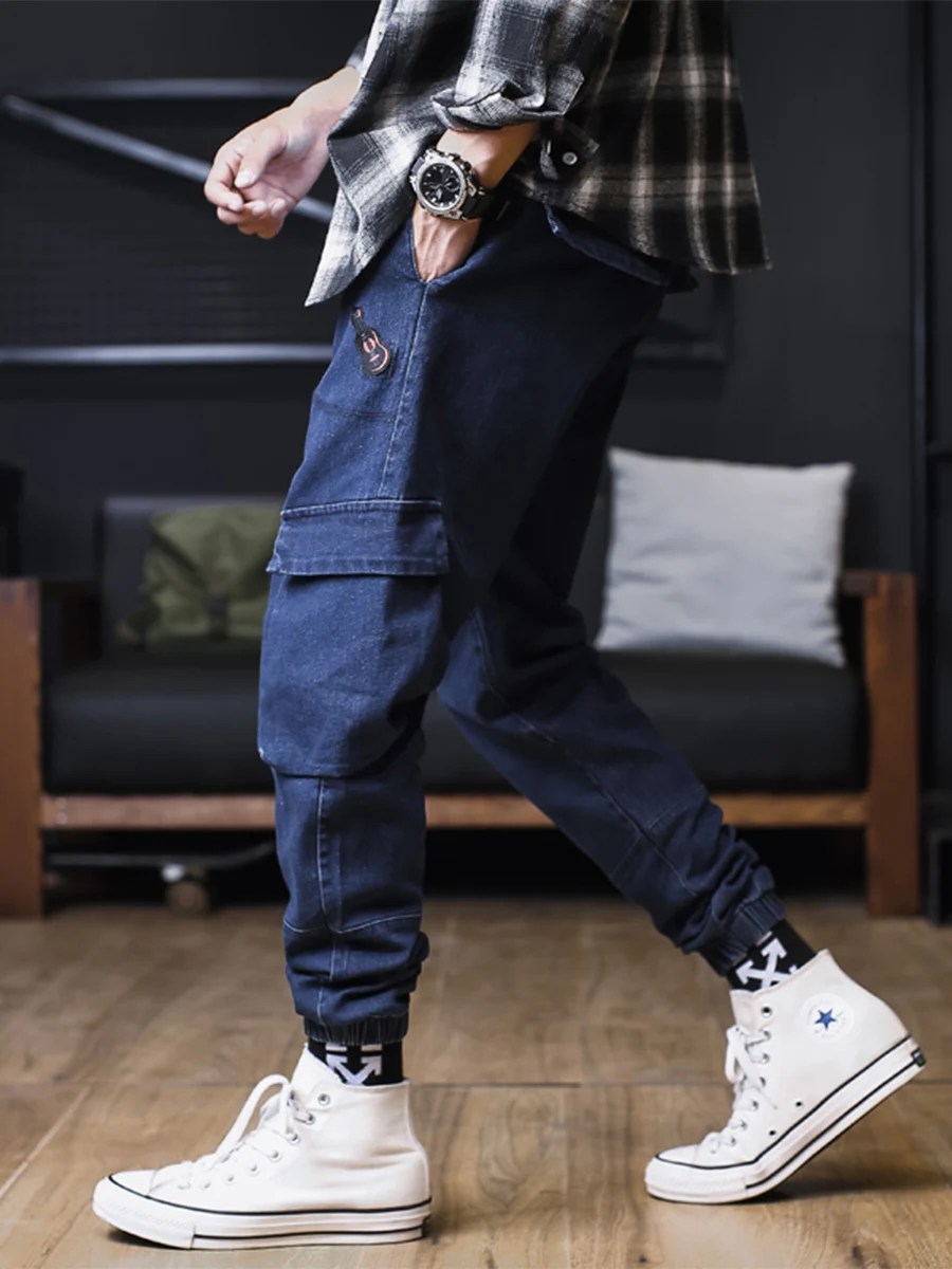 Men's Cargo Jeans Black Plus Size Harem Jean Trousers Men Streetwear Spring Summer Blue Casual Joggers Denim Pants  6XL 7XL 8XL