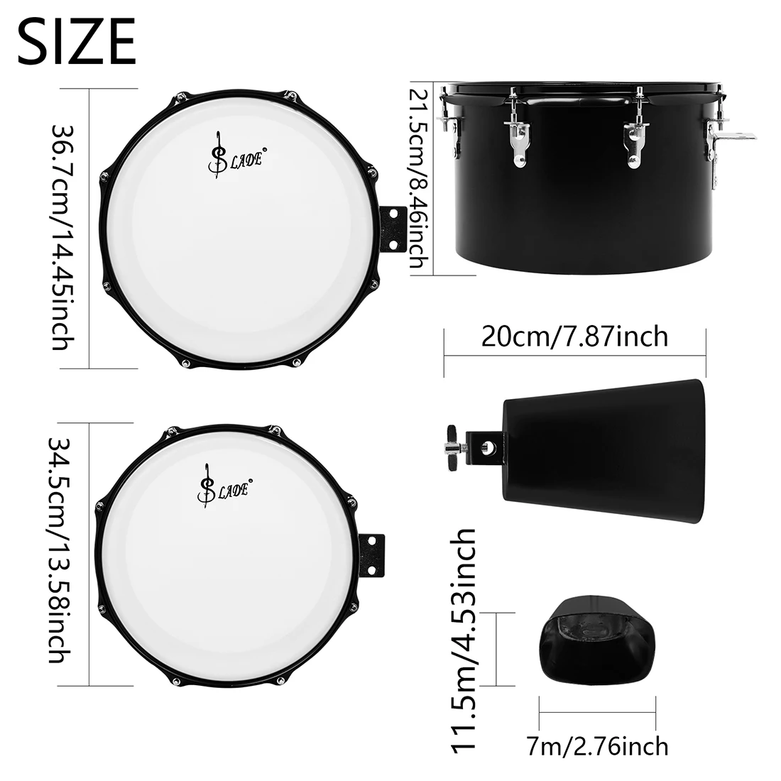 SLADE Timbales Drum Set 13" & 14" Timbale Set with Cowbell Outstanding Tone Classic Finish Strong Durability and Full Equipment