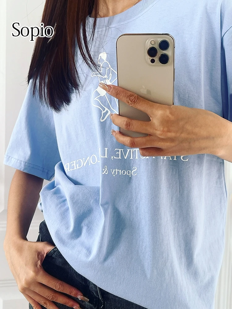 

Running Male Letters Print Women's T Shirt Summer Casual Round Neck Sport Tee Shirts Cotton Loose Short Sleeve Tops Female 2024