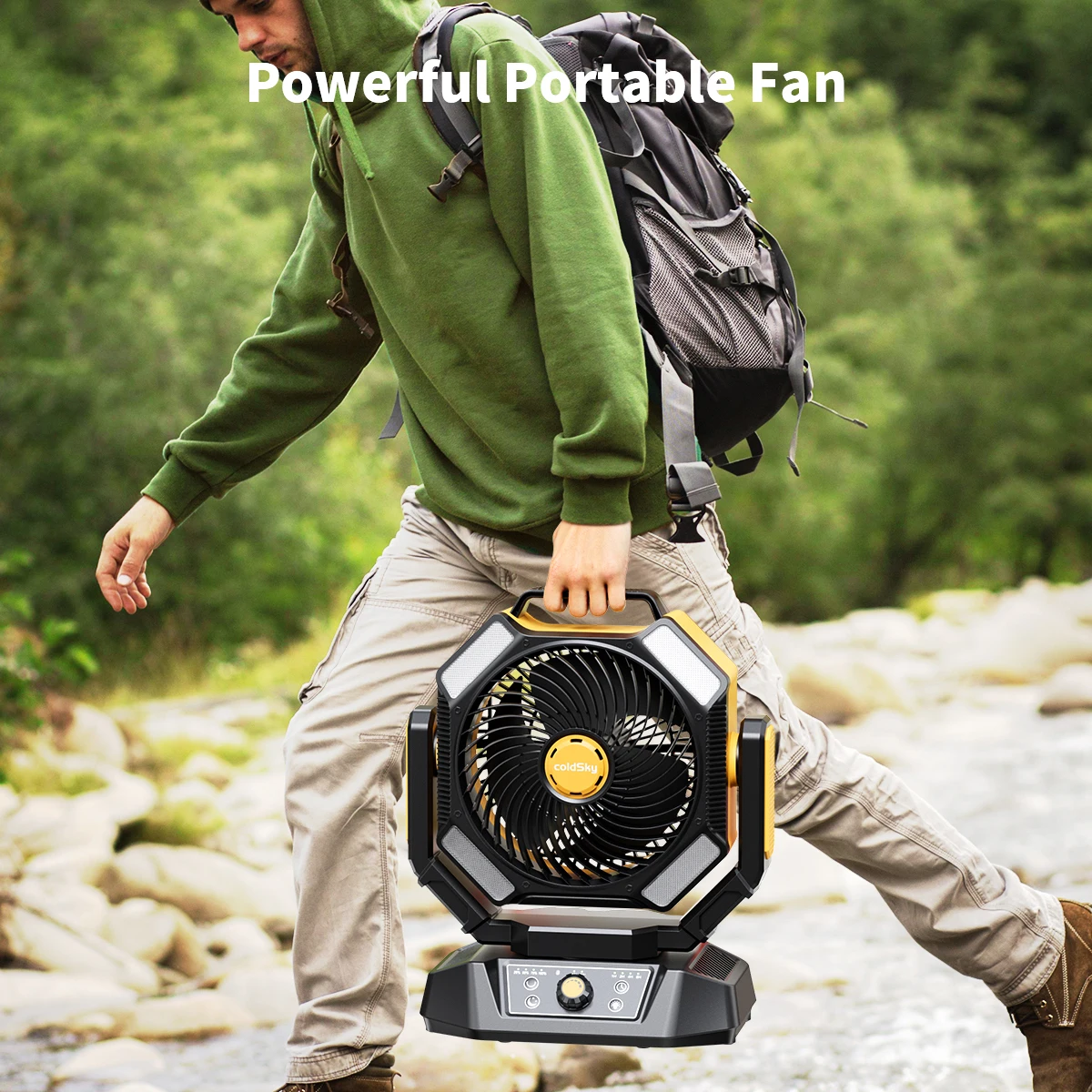ColdSky Portable 40000mAh Camping Fan with LED Lights