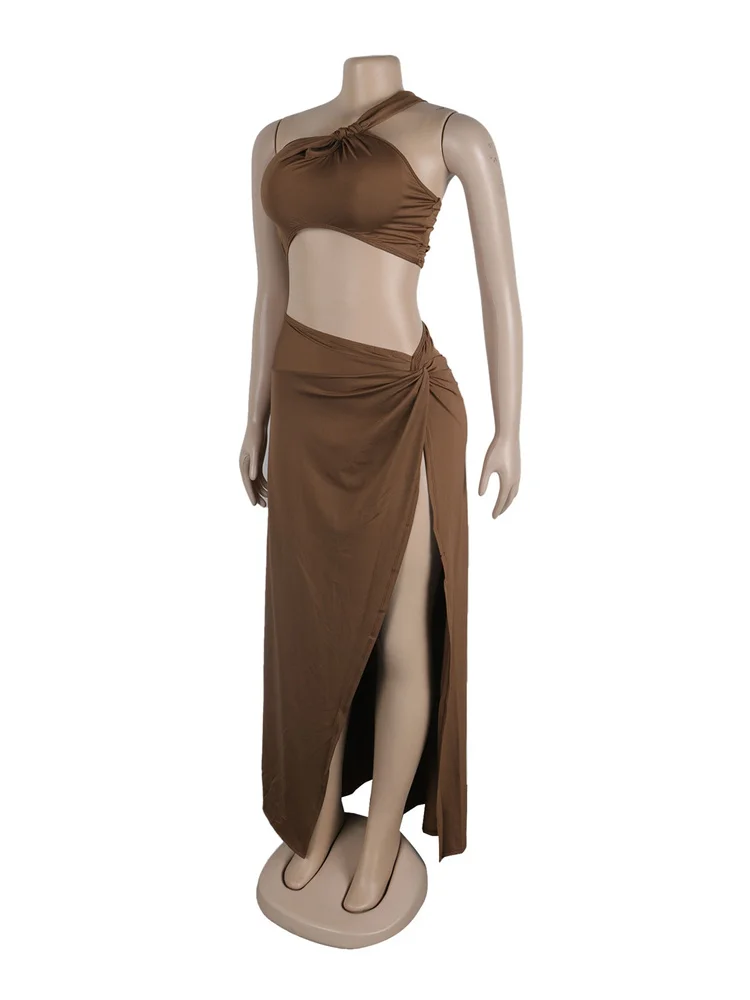 Wmstar Two Piece Set Women Skirts Sets Summer Holiday Sexy Matching Suit Slip Hem Fashion Outfits Wholesale Dropshipping 2024