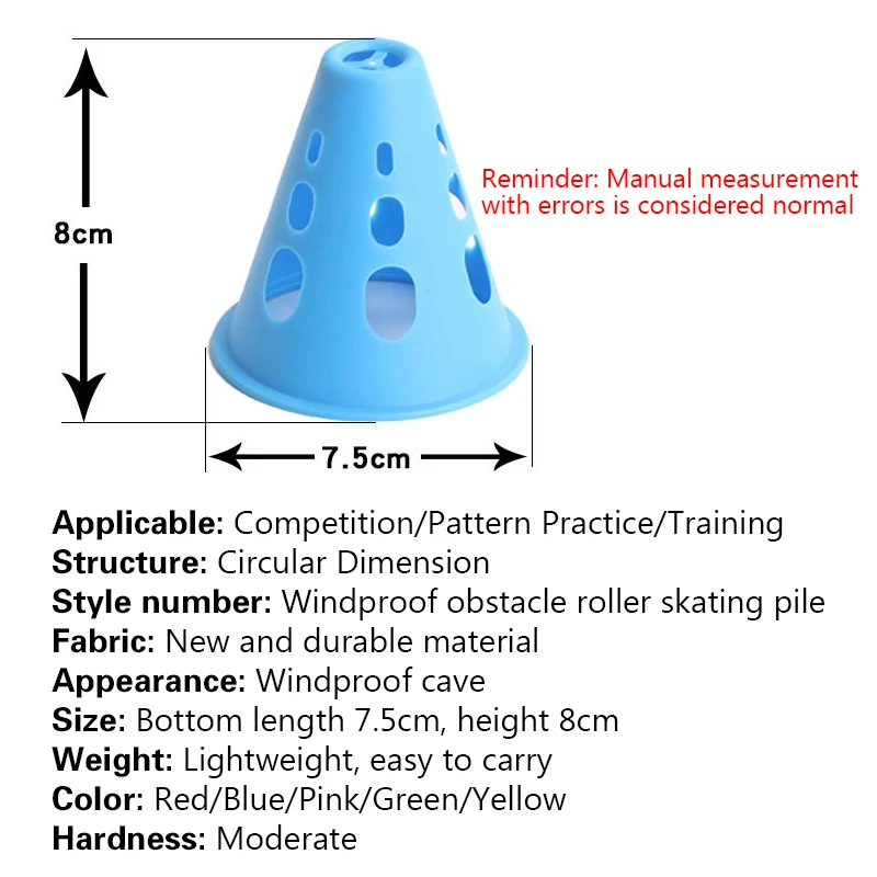 1pcs Colorful Skate Pile Cup Windproof Roller Skating Cone Agility Training Marker Slalom Skateboard Marking Cones