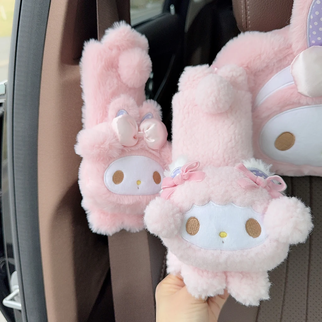Cartoon Sanrio My Melody Headrest Back Cushion Seat Belt Cover Car Lovely My Sweet Piano Cuddly Pillow Sofa Bed Xmas Gift