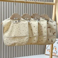 Waterproof Baby Bibs Cartoon Newborns Kids Burp Cloth Art Smock Feeding Bib Apron Pocket Infant Toddler Boys Girls Saliva Towel 1