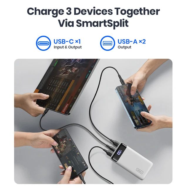 INIU Power Bank 20000mAh 22.5W Fast Charge USB C PD Portable External Battery Pack For iPhone 14 13 Pro Max Samsung iPad Airpods 6