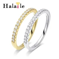 Halaile 1.5mm D Color Moissanite S925 Sterling Silver Stackable Row Ring with GRA Trendy Fine Jewelry Women Classic Dainty Gift 1