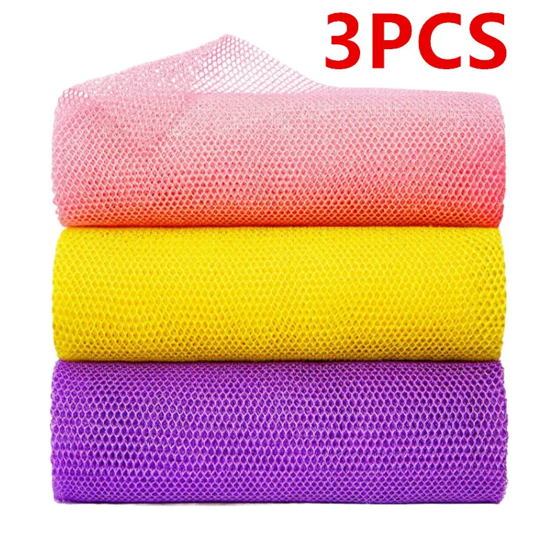 3 Pieces African Bath Sponge African Net Long Net Bath Sponge Exfoliating Shower Body Scrubber Back Scrubber  Skin Smoother