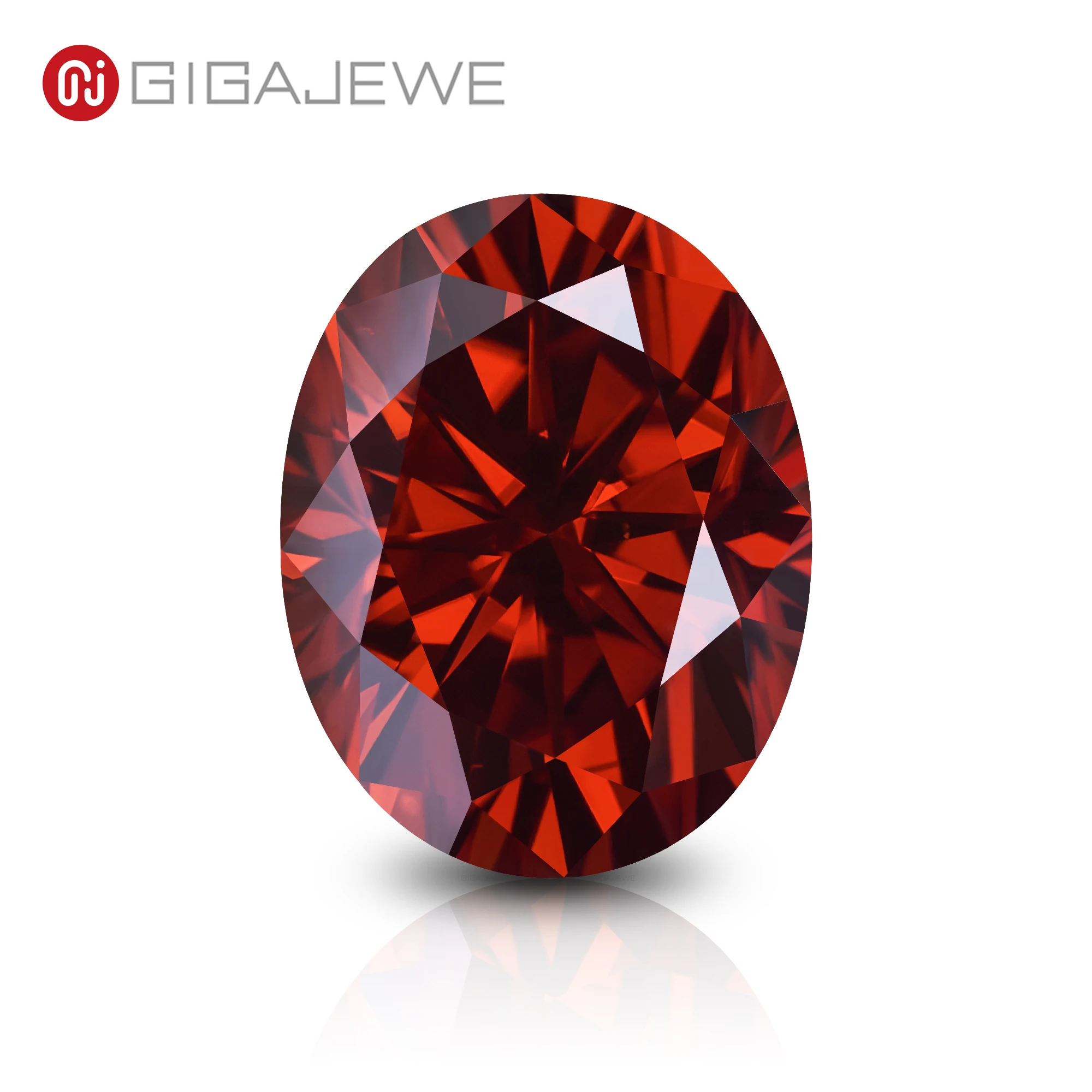 GIGAJEWE Moissanite Handmade Oval Luxury Red Color VVS1 Premium Gems