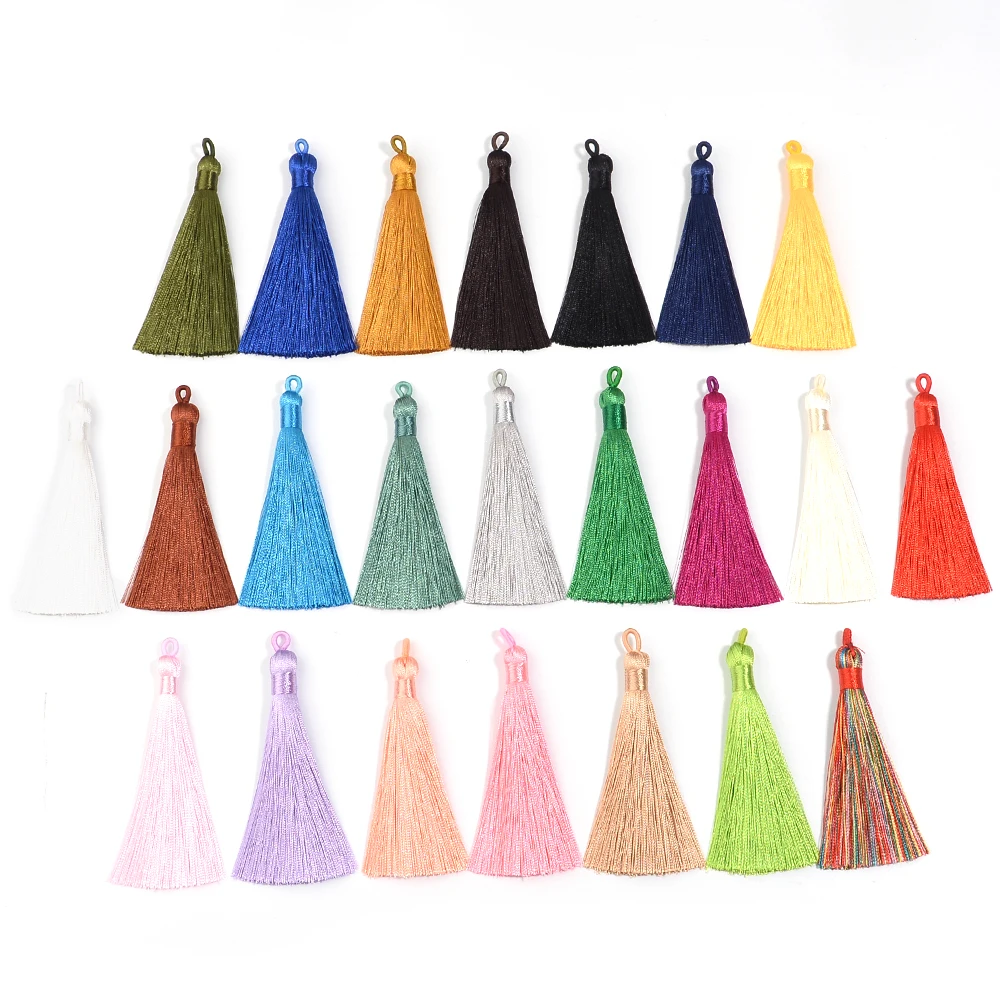 Polyester Silk Tassel Multicolor 9x1.5cm Handmade Soft Tassels DIY Crafts Jewelry Making Accessories 5pcs/lot tassel fringe tassel decoration tassel accessories tassel trim mini tassels bookmark tassels silky floss tassels
