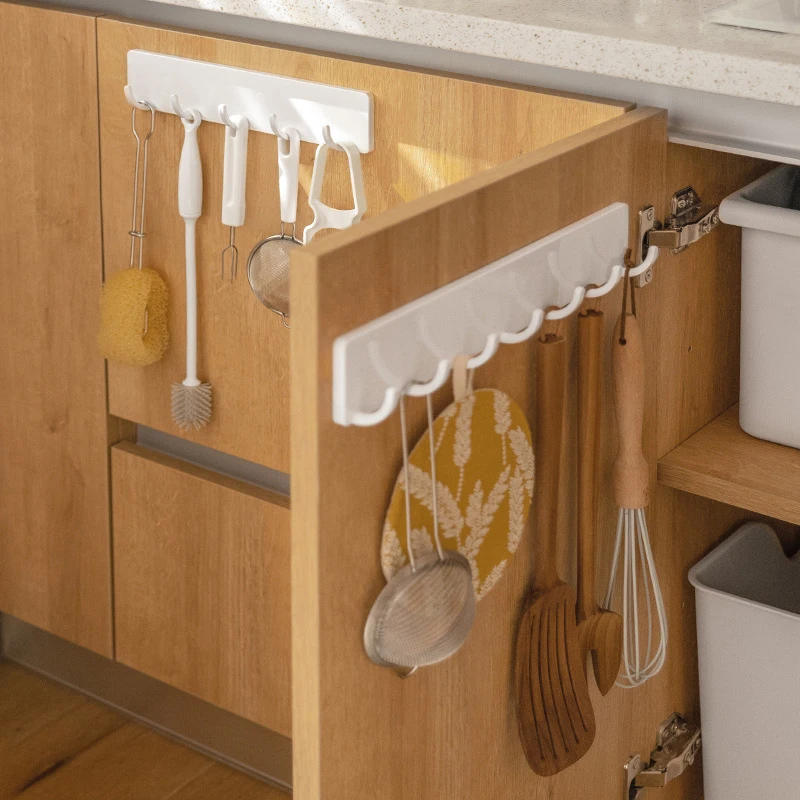 

5/7 Row Strong Adhesive Wall Hooks Plastic Door Wall Hangers for Kitchen Bathroom Organizer Towel Clothes Key Storage Hook