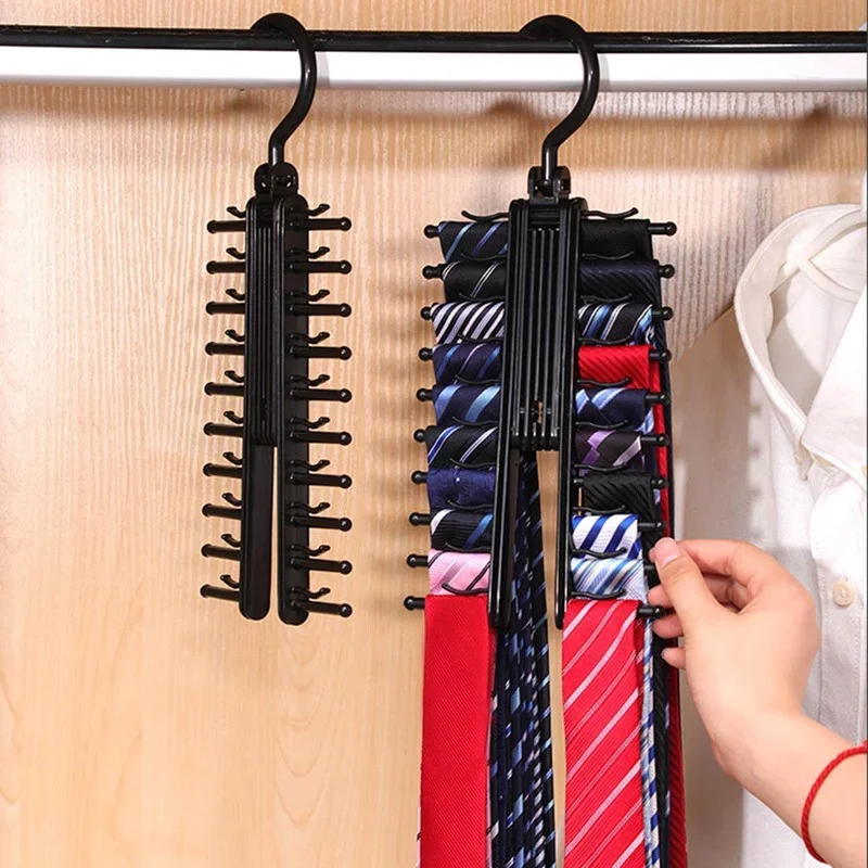 

Creative 20 Row Belt Storage Rack Men's Tie Adjustable Tie Hanger Rack Closet Holder Household Organizer Racks