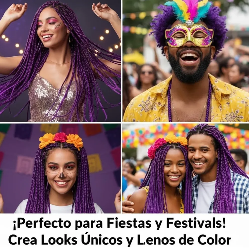 26inch Synthetic Long Purple Braiding Hair Pre Stretched Hair Extensions Braiding Hair for Stage Party Christmas Costume Cosplay