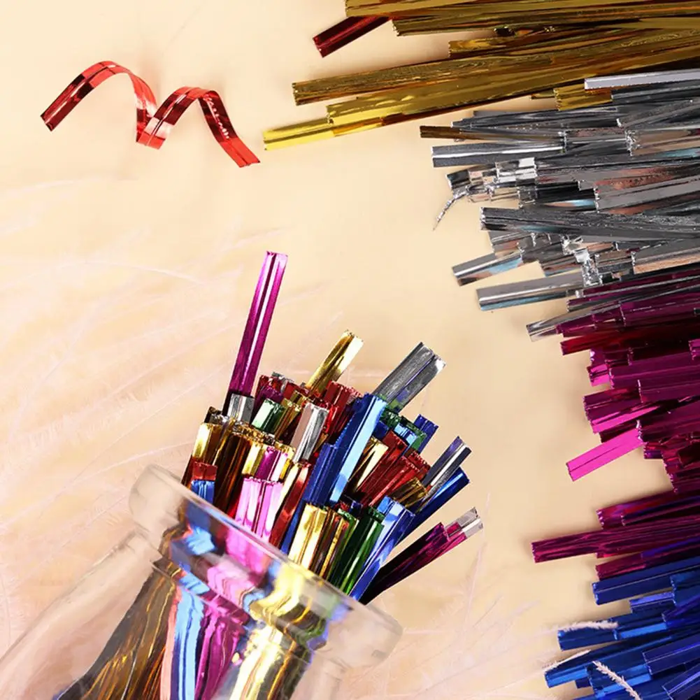 800pcs 8cm Gold/silver Metallic Twist Ties Wire Sealing Binding Wire For Plastic Cello Lollipop Candy Bags Party Gifts