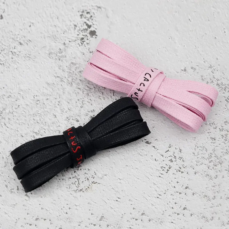 Weiou Adorable Japanese Script 2 Color Shoe Laces 8 MM Flat Single Head Printing Wax Shoelaces for Canvas Shoes Leisure Sneakers