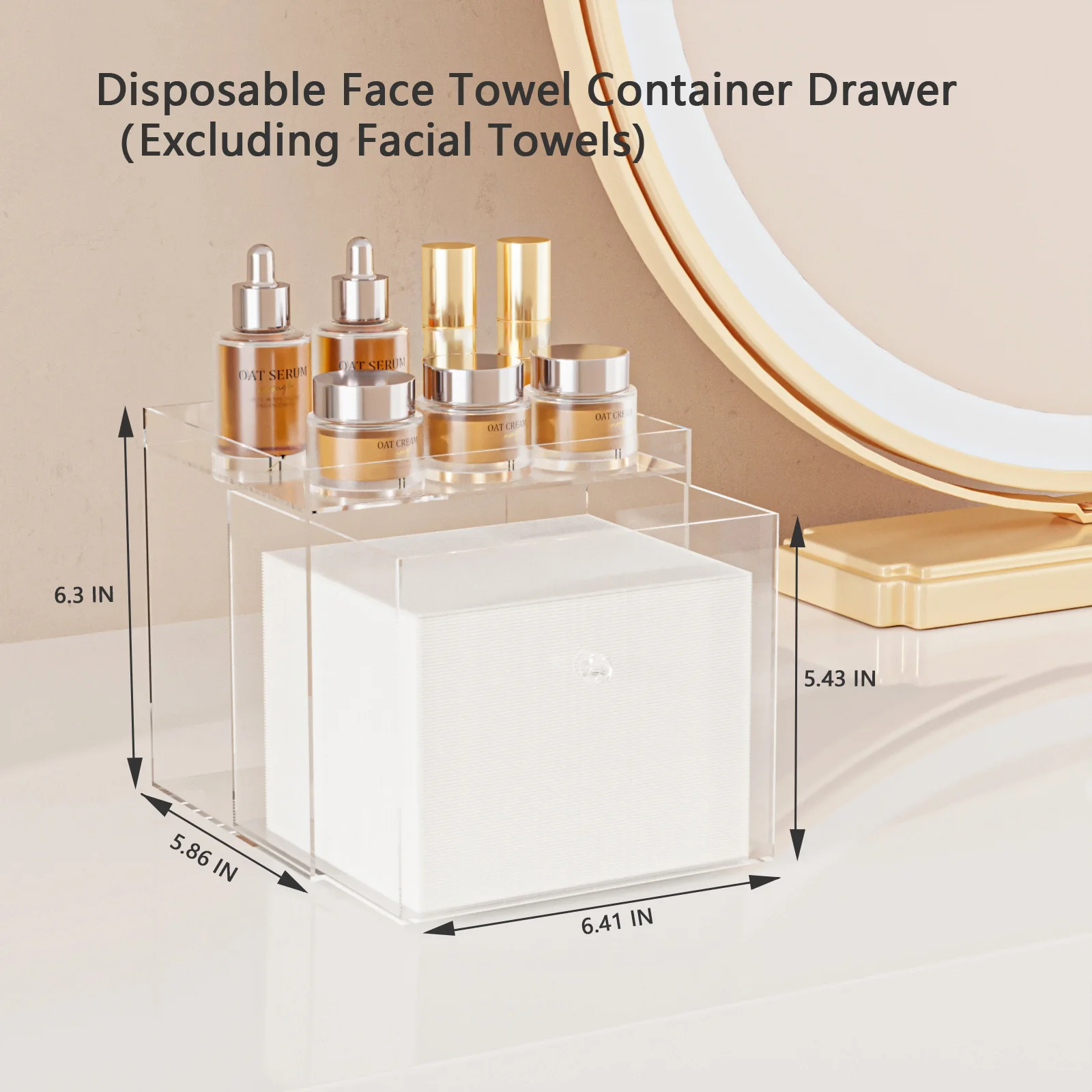Acrylic Disposable Face Towel Holder with Drawer, Custom Storage for Home & Makeup Organization (Towels Not Included) 3