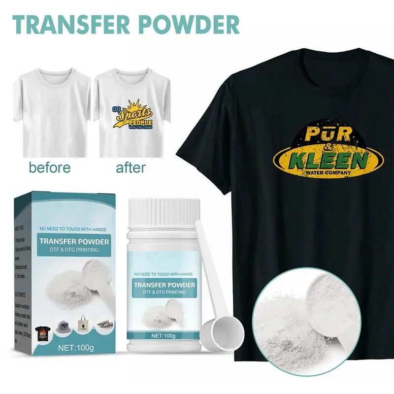 100g DTF Powder Waterproof White Digital Transfer DTG Pretreat Powder For Most Fabric DTF & DTG Hot Melt Adhesive Powders dtf powder