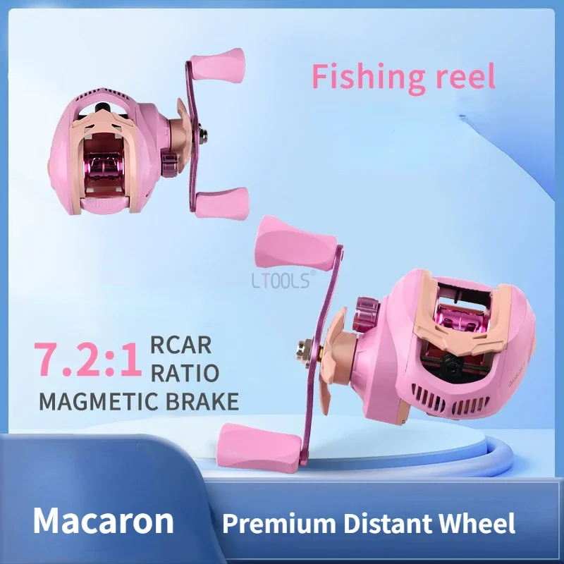 

7.2:1 Macaron Fishing Wheel Bait Casting Reel Water Droplet Distant Wheel 8KG Max Washer Drag Fishing Line Reel Fishing Gears