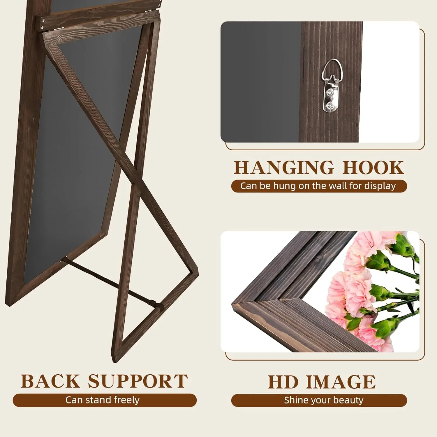 65x22 Wood Frame Full Mirror 2