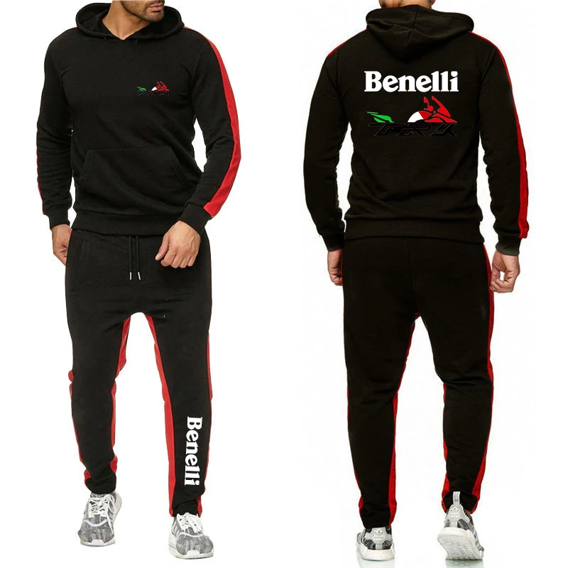 Benelli TRK 502X Printing Fashion 2023 New Man's Spring Autumn Solid Cotton Pullover Leisure Tracksuit Sweatpants 2-Piece Set