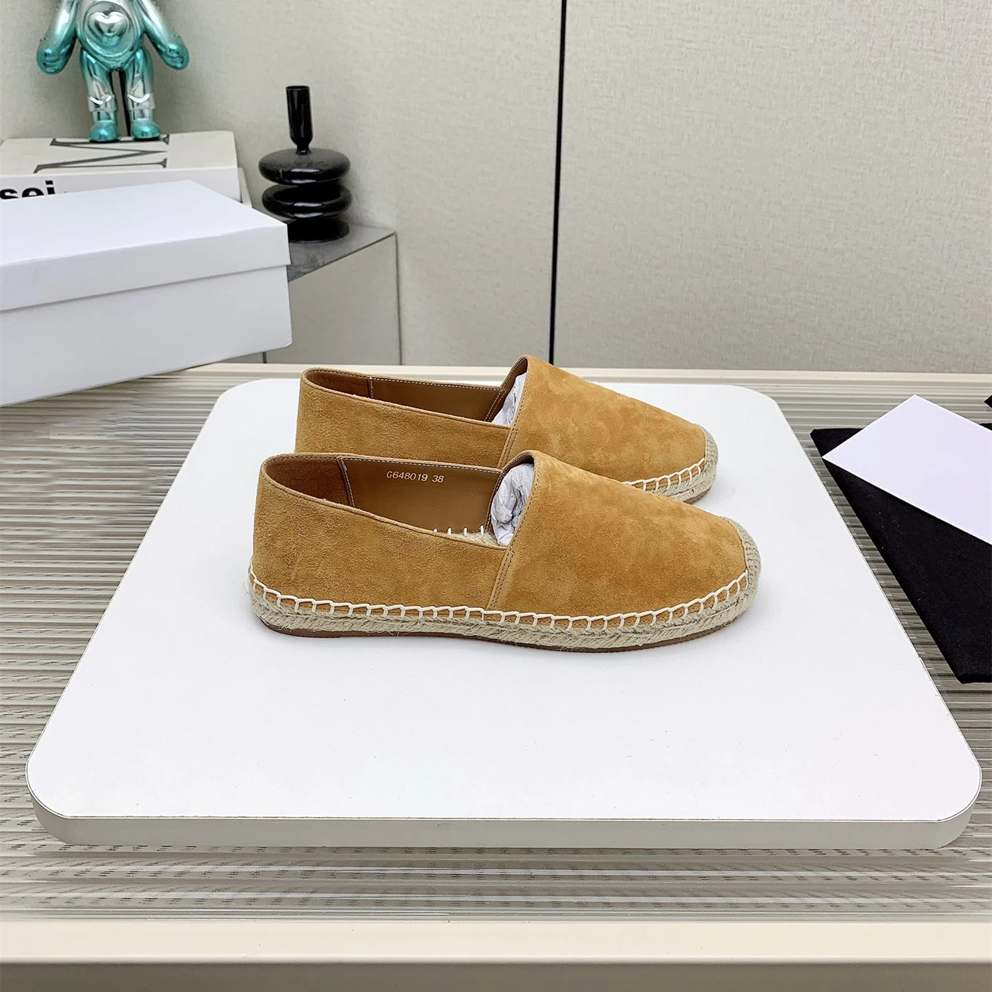 New Shoes Women Size35-41 Genuine Leather Espadrilles Natural Cow Suede Loafers Weaving Flats Designer Shoes Zapatillas De Mujer 3