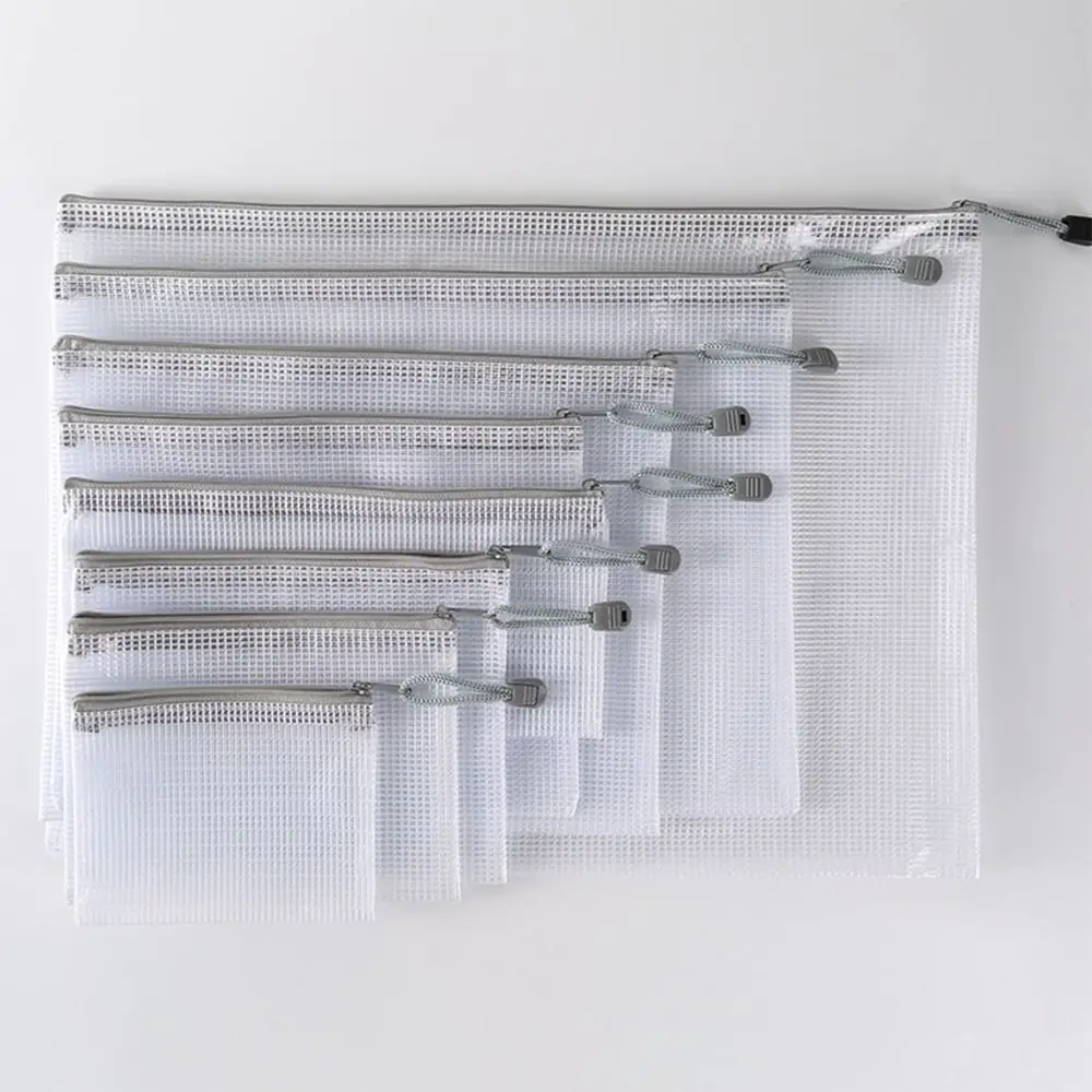 방수 플라스틱 문서 파우치 파일 정리함 대용량 보관 폴더, A3, A4, A5, A6 메쉬 지퍼 파우치, 여행 보관용