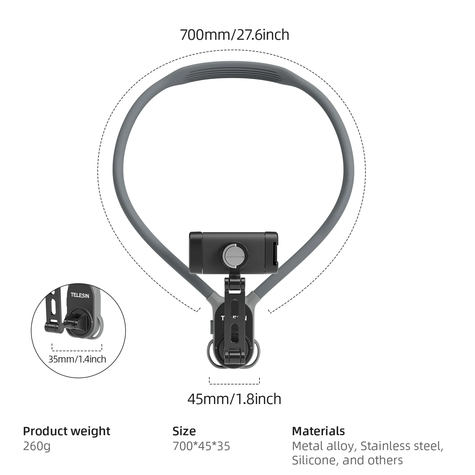 TELESIN 360° Rotating Neck Mount Phone Holder for Immersive POV Filming