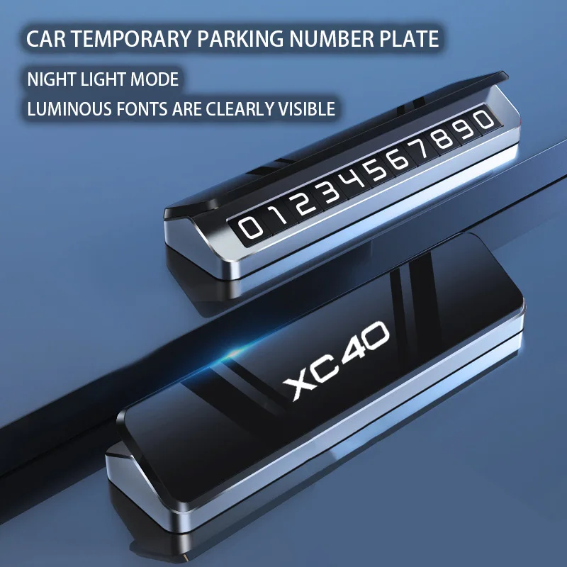 

New Aluminum Alloy Mobile Phone Temporary Parking Number Plate Volvo XC40 S60 XC60 R XC90 XC70 V60 V40 X50 2020 Accessories 2023