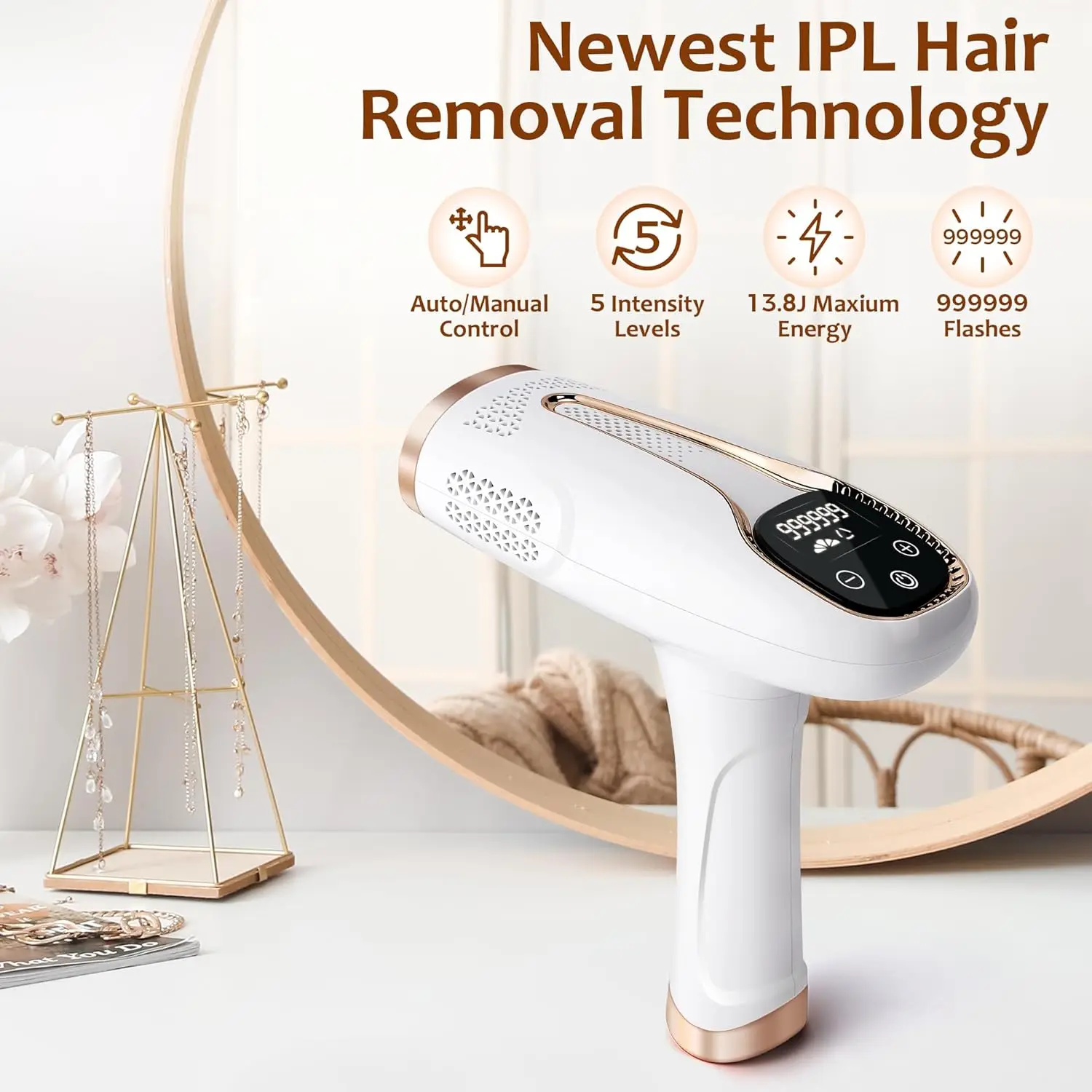 Women’s IPL Hair Removal System with 990000 Flashes Painless Laser Epilator for Home Use Body and Bikini
