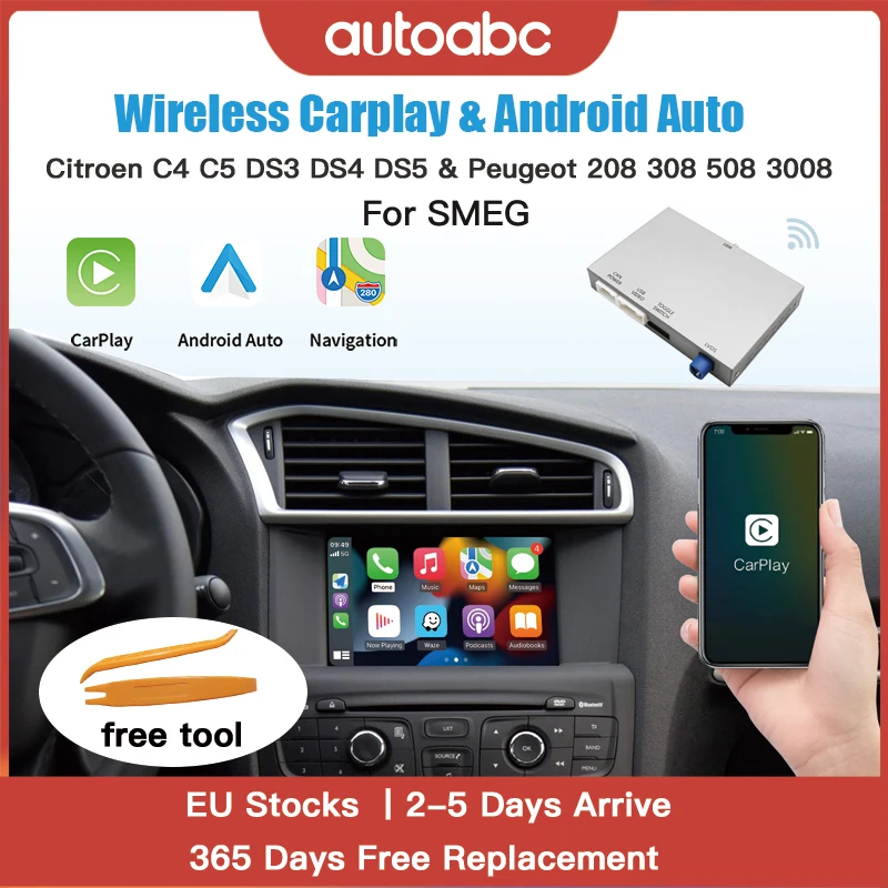 AUTOABC Wireless Carplay and Android Auto module for Peugeot C4 DS3 DS4 DS5 SMEG system Airplay Mirror Link