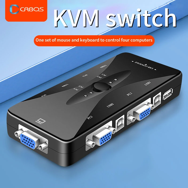 2 And 4 Port VGA KVM Switch 1080P USB2.0 Splitter Mouse Keyboard Printer Pendrive Share Switcher Box Adapter Out