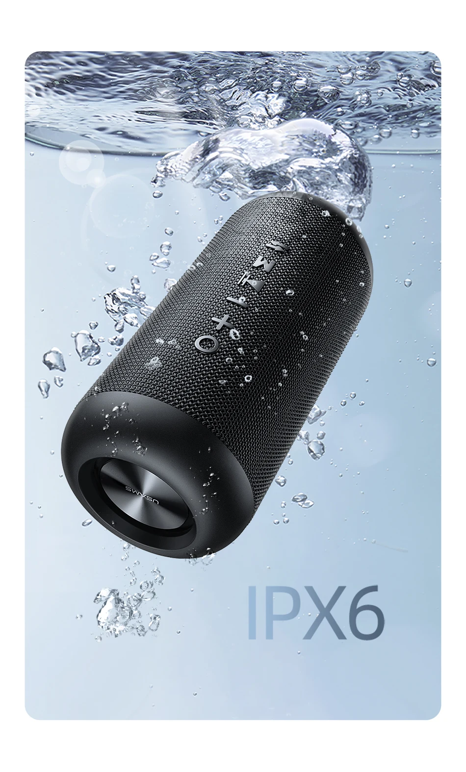 bluetooth shower speaker USAMS Portable Outdoor IPX6 Waterproof Wireless Speaker Bluetooth 5.0 Compatible Speaker  Powerful High Outdoor Bass TF FM Radio best computer speakers