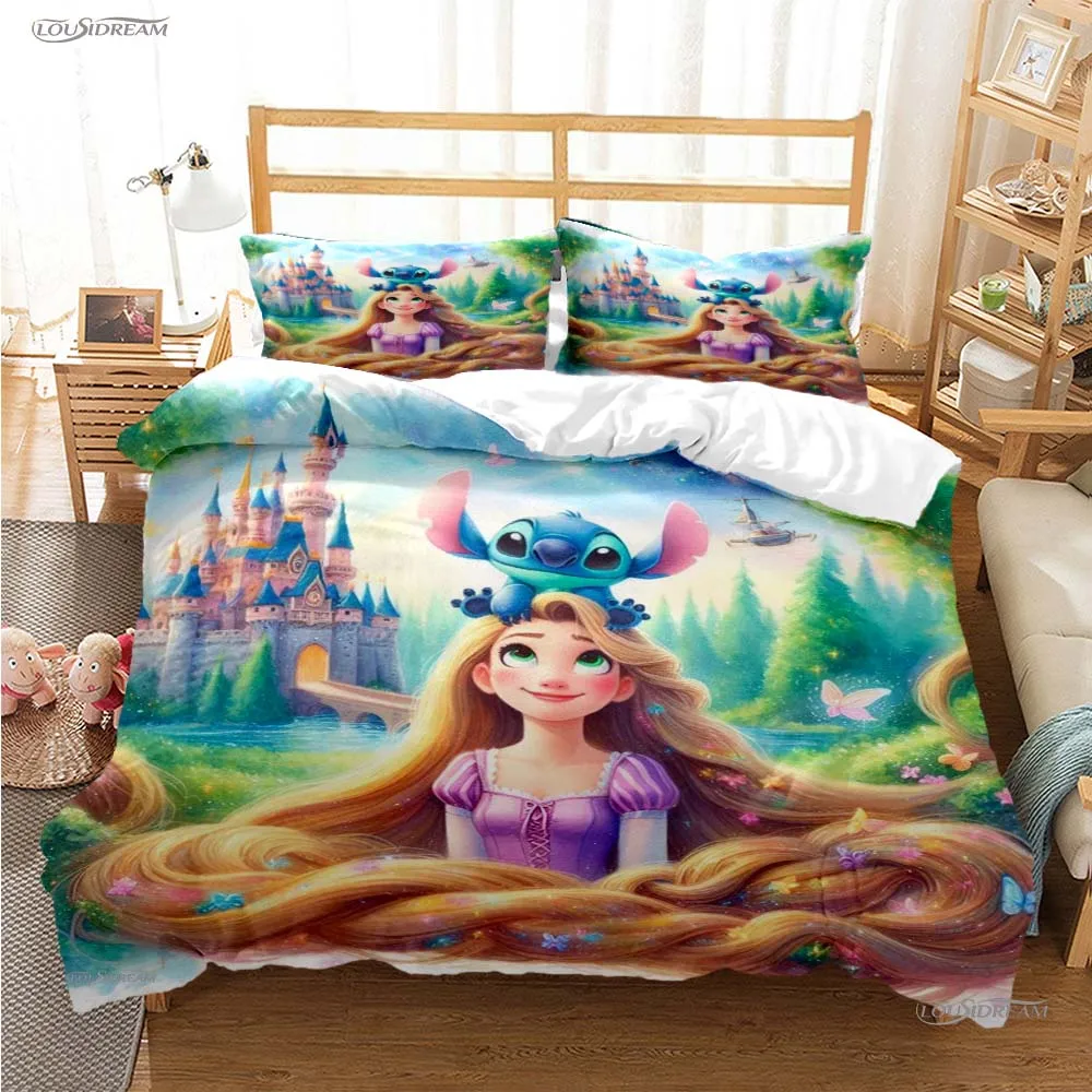 Disney Stitch Cartoon Cut All Season Duvet Cover Comforter Bedding Set Soft Quilt Cover and Pillowcases Single/Double/Queen/King